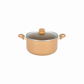 Pentola 7Pcs Aluminum Non Stick Cookware Set With Glass Lids, Brown