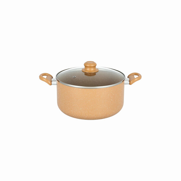 Pentola 7Pcs Aluminum Non Stick Cookware Set With Glass Lids, Brown image number 1