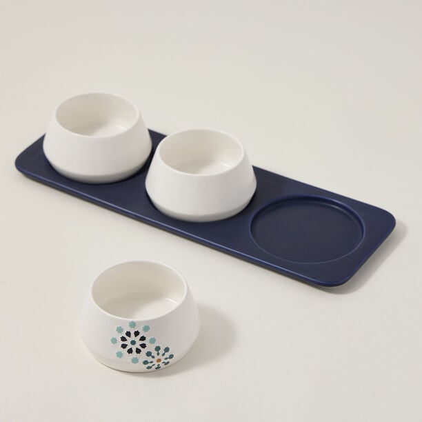 Dallaty white porcelain nut bowls with tray set 4 pcs image number 2