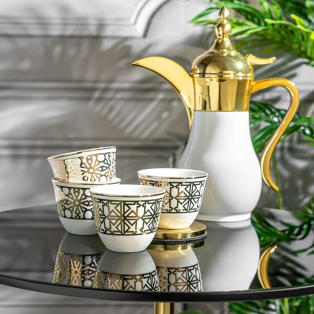 Dallaty gold porcelain Saudi coffee cups set 12 pcs image number 3