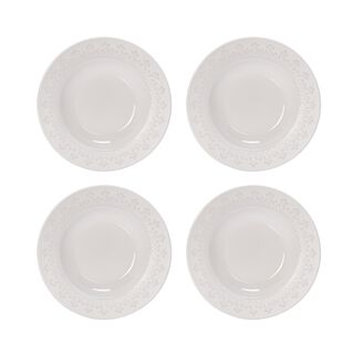 La Mesa 4 Pieces Soup Plate Calligraphy Pearl