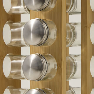 طقم برطمانات توابل 16 قطعة بحامل بامبو